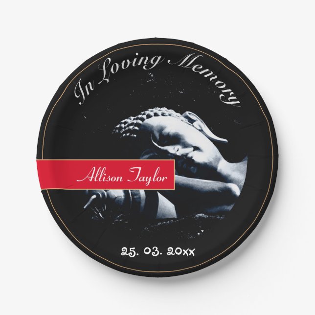 Mourning & Buddha Blessings / Memorial, Funeral Paper Plates (Front)