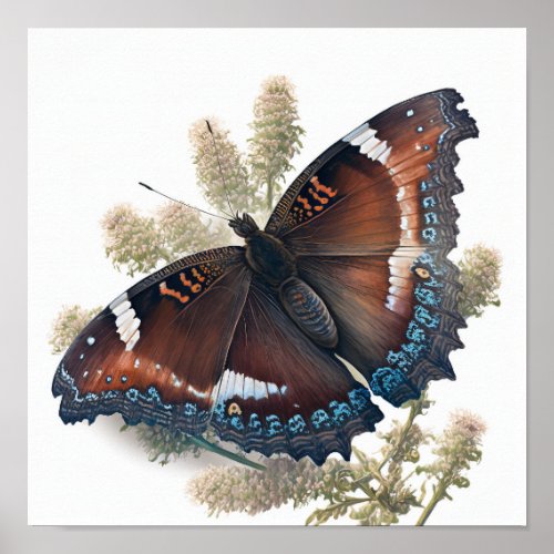 Mourning Cloak Butterfly Art Print Poster