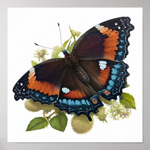 Mourning Cloak Butterfly Art Print Poster