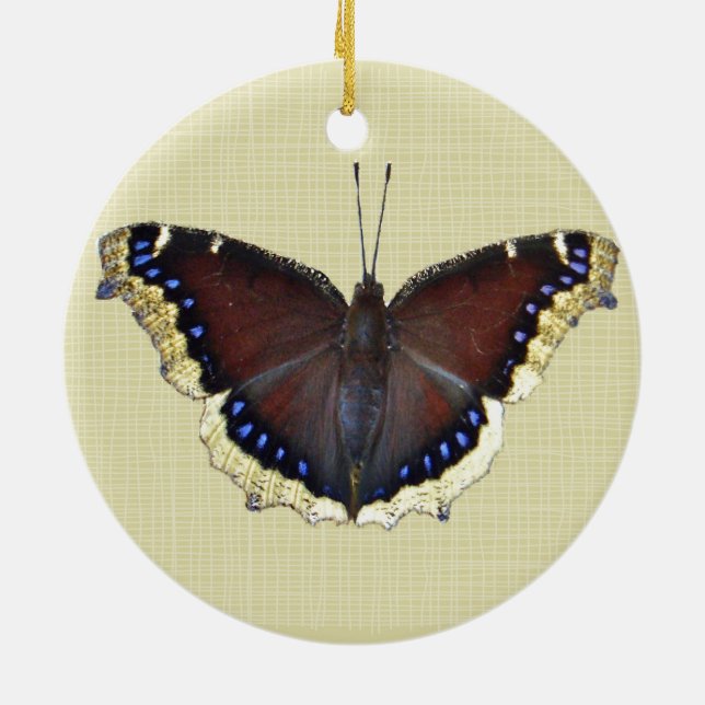 Mourning Cloak Butterfly - Nymphalis antiopa Ceramic Ornament (Back)