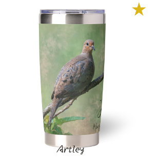 Mourning Dove Bird Painting Custom Name Birdwatch Insulated Tumbler
