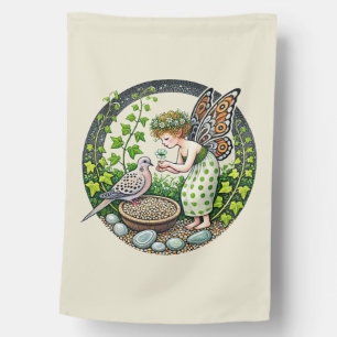 Mourning Dove Fairy House Flag