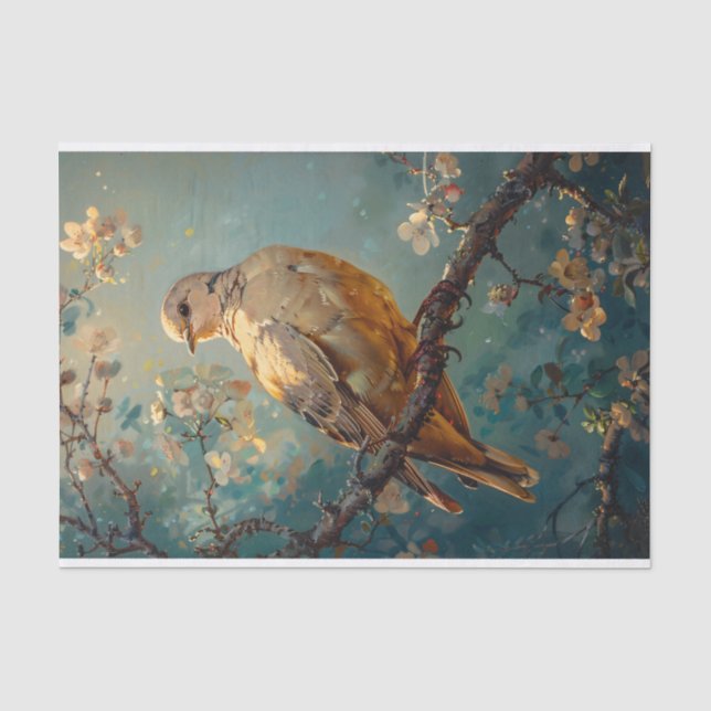 Mourning Dove Oil Painting Ephemera Decoupage Tissue Paper (Front)