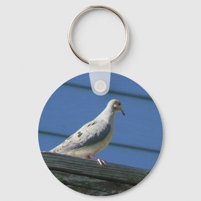 Mourning Dove on Deck Keychain (Front)