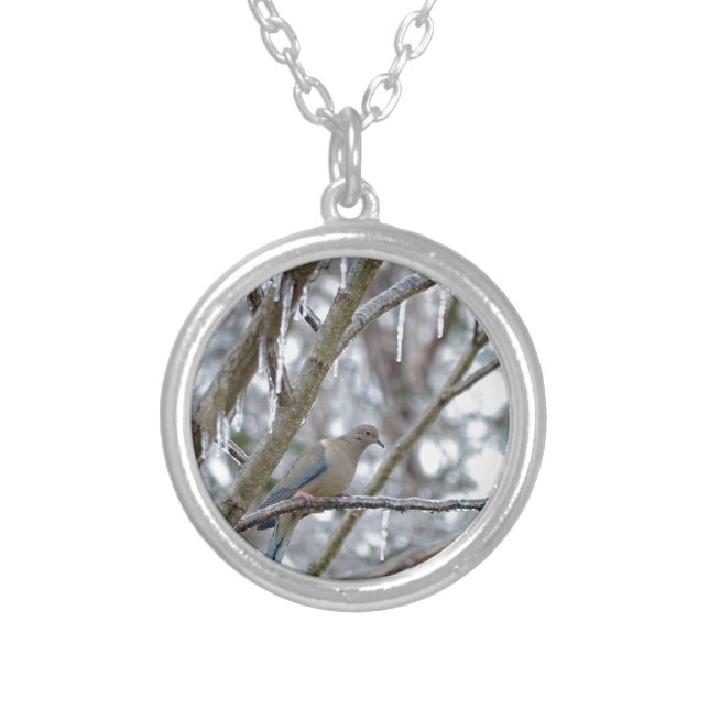 Mourning Dove Silver Plated Necklace (Front)
