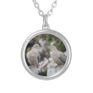 Mourning Doves Photo Silver Plated Necklace