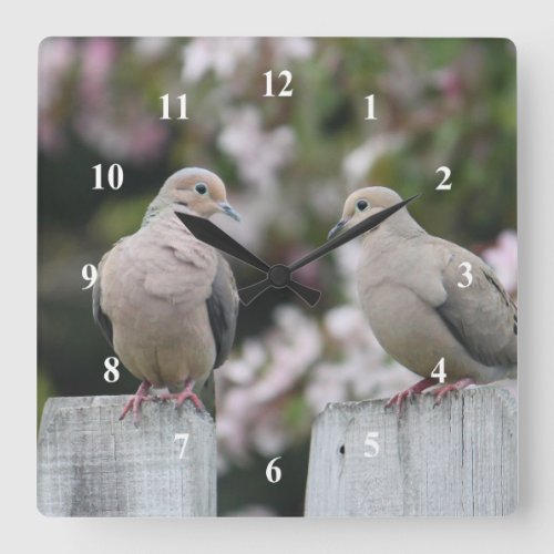 Mourning Doves Photo Square Wall Clock