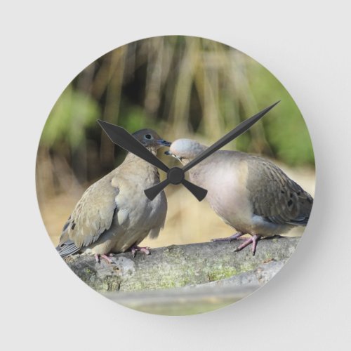 Mourning Doves Round Clock