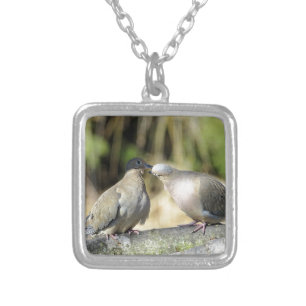 Mourning Doves Silver Plated Necklace