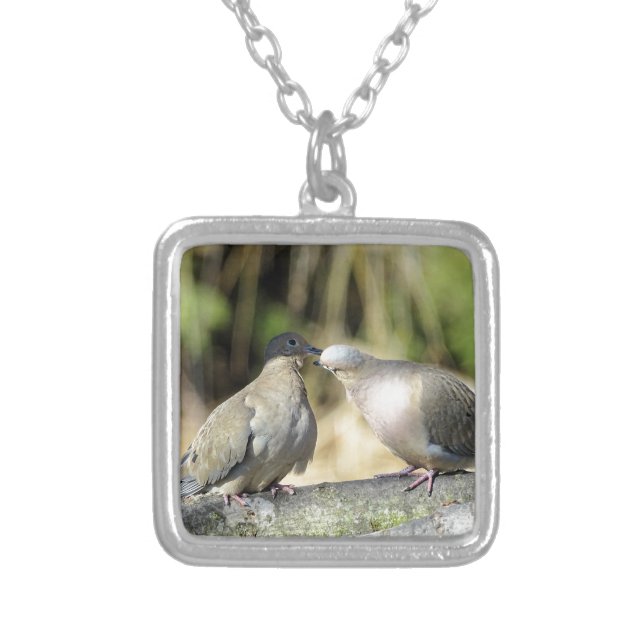 Mourning Doves Silver Plated Necklace (Front)