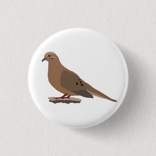 Mourning, Love or Turtle Dove Digitally Drawn Bird Button (Front)