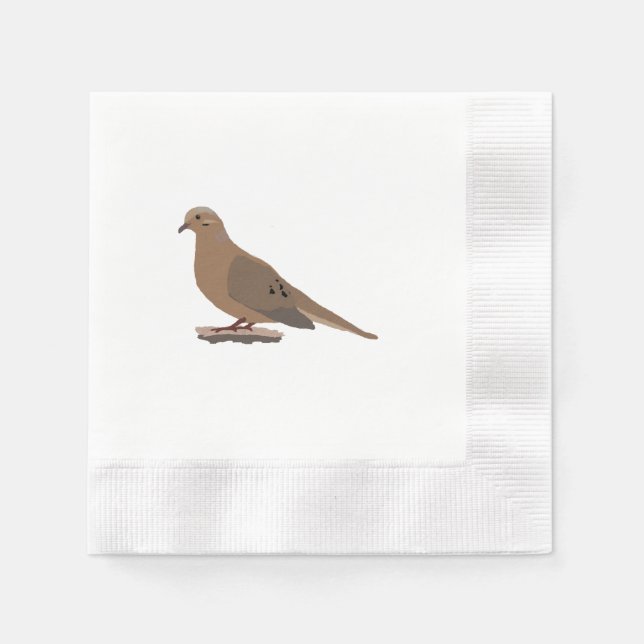 Mourning, Love or Turtle Dove Digitally Drawn Bird Paper Napkins (Front)