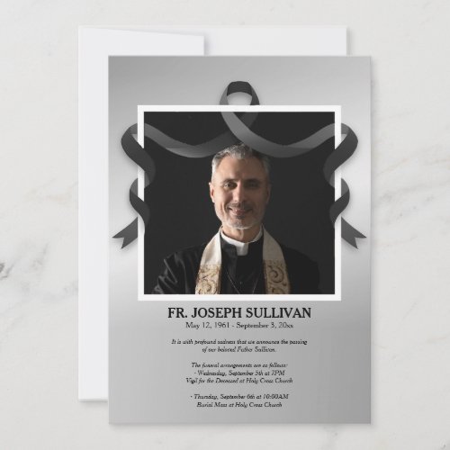 Mourning Ribbon Photo Frame Invitation