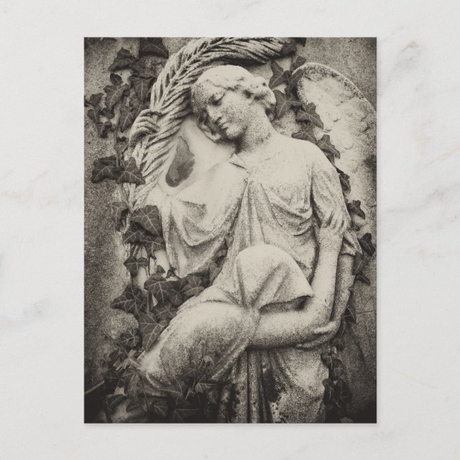 Mourning with Angel, Memorial, Funeral  Postcard (Front)