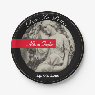 Mourning with Angel / Memorial, Funeral, Vintage Paper Plates