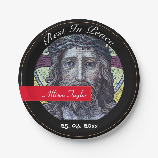 Mourning with Jesus Christ / Memorial, Funeral Paper Plates (Front)