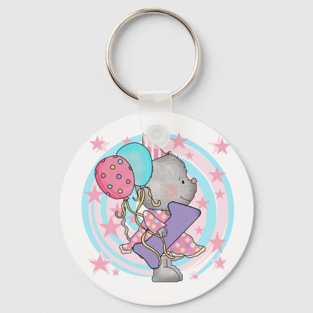Mouse 1st Birthday T-shirts and Gifts Keychain (Front)