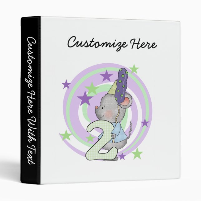Mouse 2nd Birthday T shirts and Gifts Binder (Front/Spine)