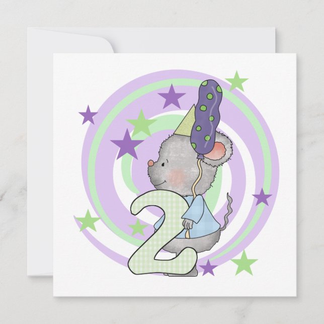 Mouse 2nd Birthday T shirts and Gifts Card (Front)
