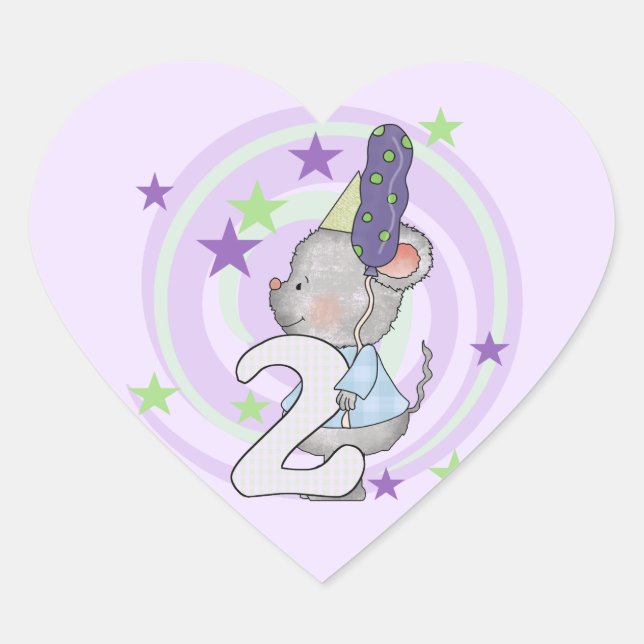 Mouse 2nd Birthday T shirts and Gifts Heart Sticker (Front)