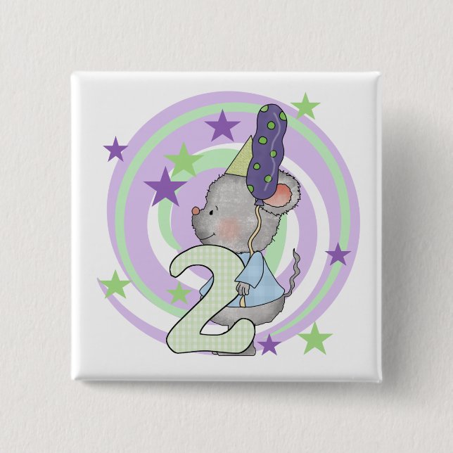 Mouse 2nd Birthday T shirts and Gifts Pinback Button (Front)