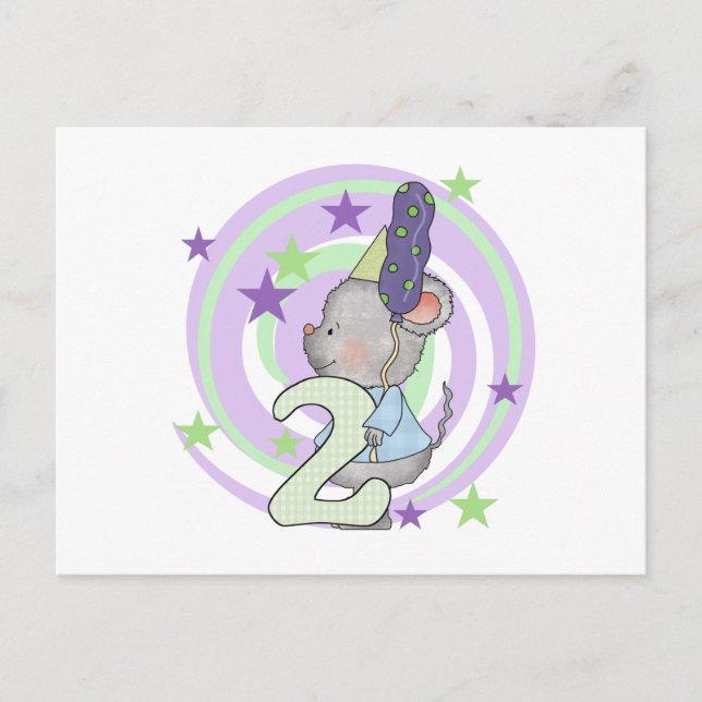 Mouse 2nd Birthday T shirts and Gifts Postcard (Front)