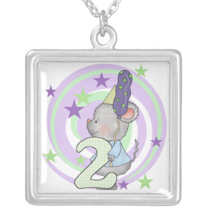 Mouse 2nd Birthday T shirts and Gifts Silver Plated Necklace