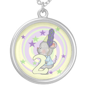 Mouse 2nd Birthday T shirts and Gifts Silver Plated Necklace