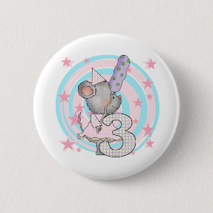 Mouse 3rd Birthday T-shirts and Gifts Button