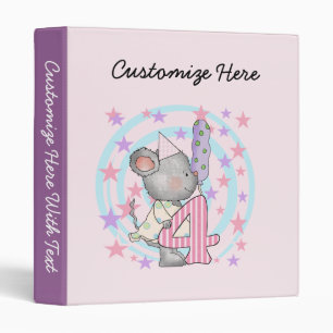 Mouse 4th birthday T-shirts and Gifts 3 Ring Binder