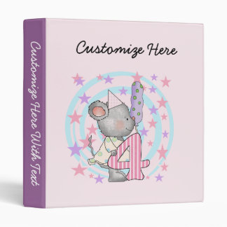 Mouse 4th birthday T-shirts and Gifts 3 Ring Binder