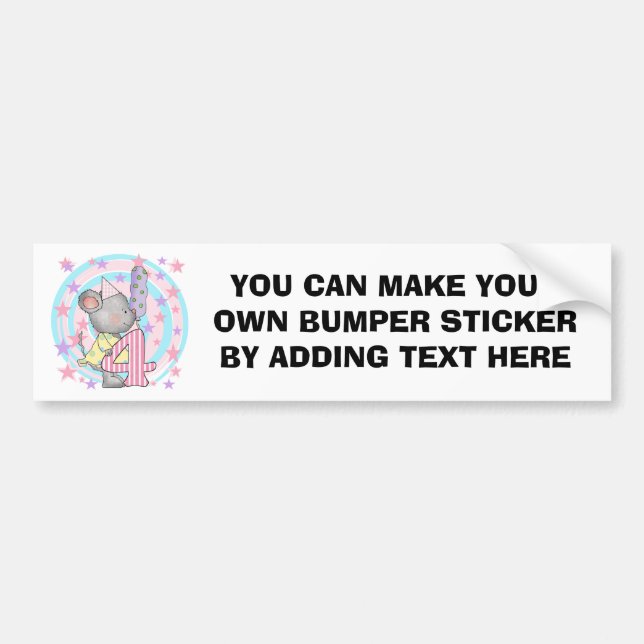 Mouse 4th birthday T-shirts and Gifts Bumper Sticker (Front)