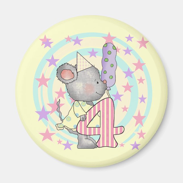Mouse 4th birthday T-shirts and Gifts Magnet (Front)