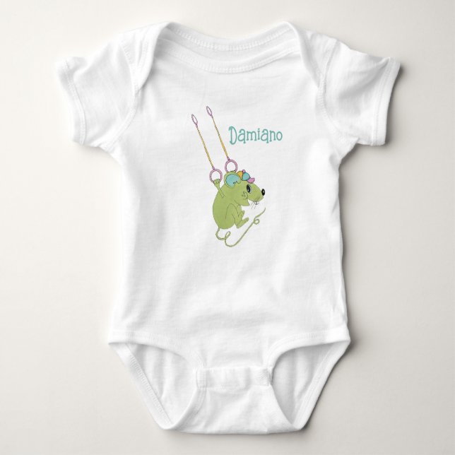 'Mouse Acrobatics' Customizable Baby Boy Bodysuit (Front)