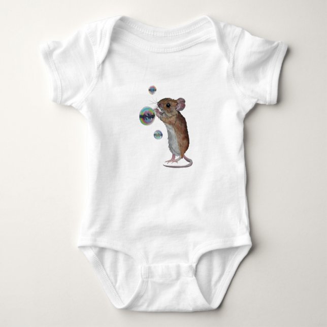Mouse and bubbles baby bodysuit (Front)