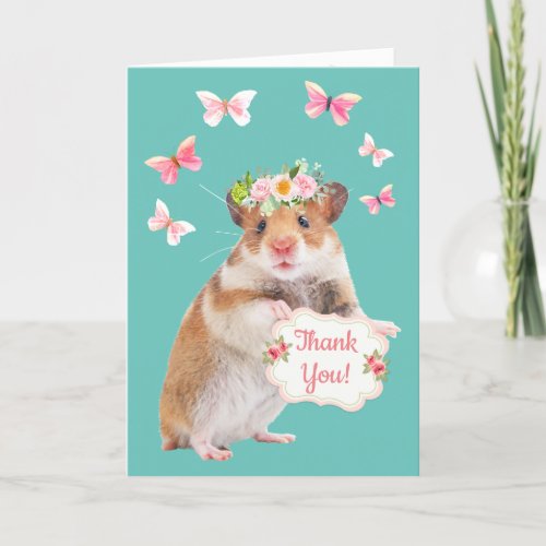 Mouse And Butterflies Thank You Card