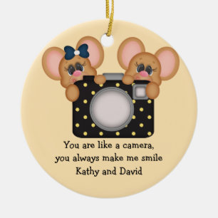 Mouse and Camera Ceramic Ornament