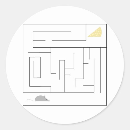 Mouse and Cheese Maze Classic Round Sticker