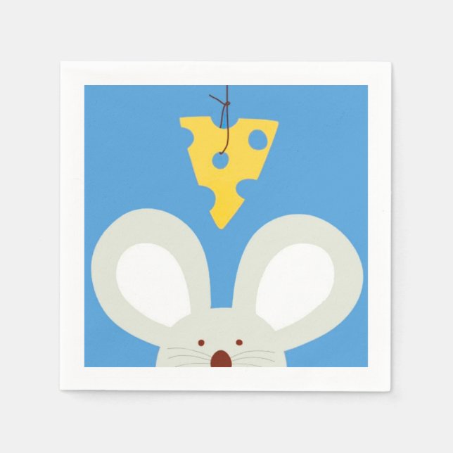 Mouse and Cheese Paper Napkins (Front)