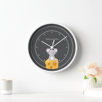 Mouse And Cheese Personalized Clock by Ricaso_Designs at Zazzle