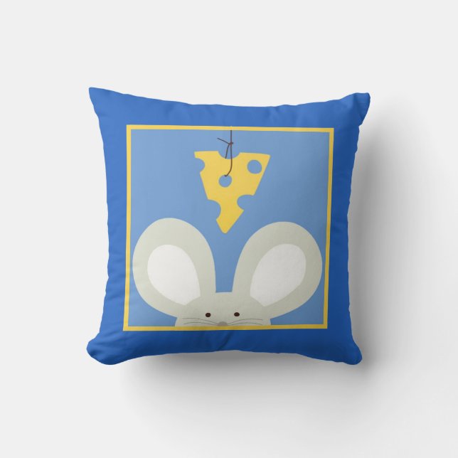 Mouse and Cheese Throw Pillow (Front)
