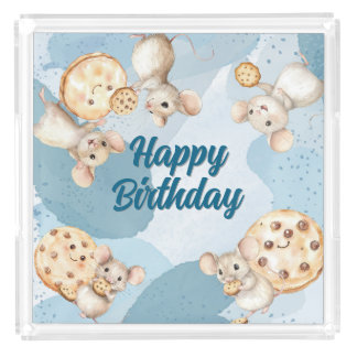 Mouse and Cookie Birthday Party Acrylic Tray