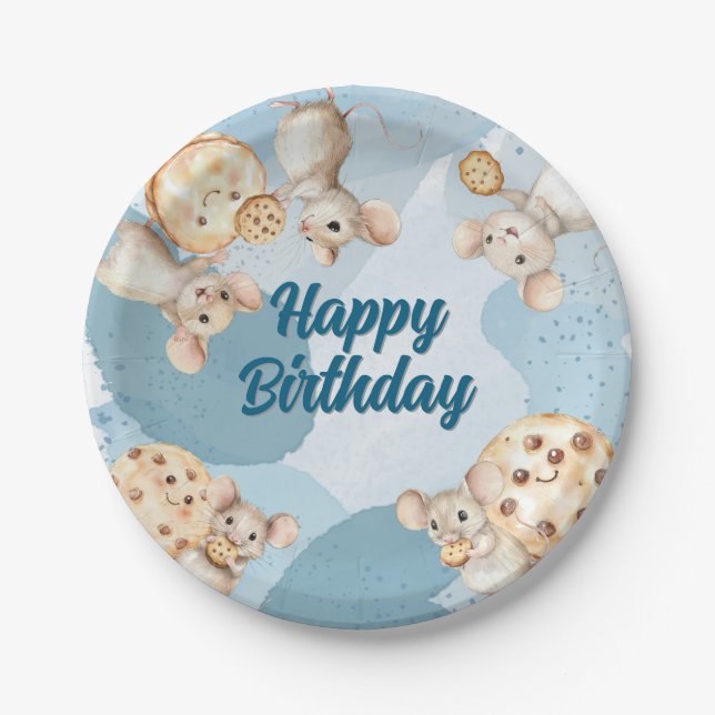 Mouse and Cookie Birthday Party Plate (Front)