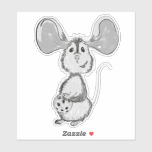 Mouse and Cookie Black and White Sticker
