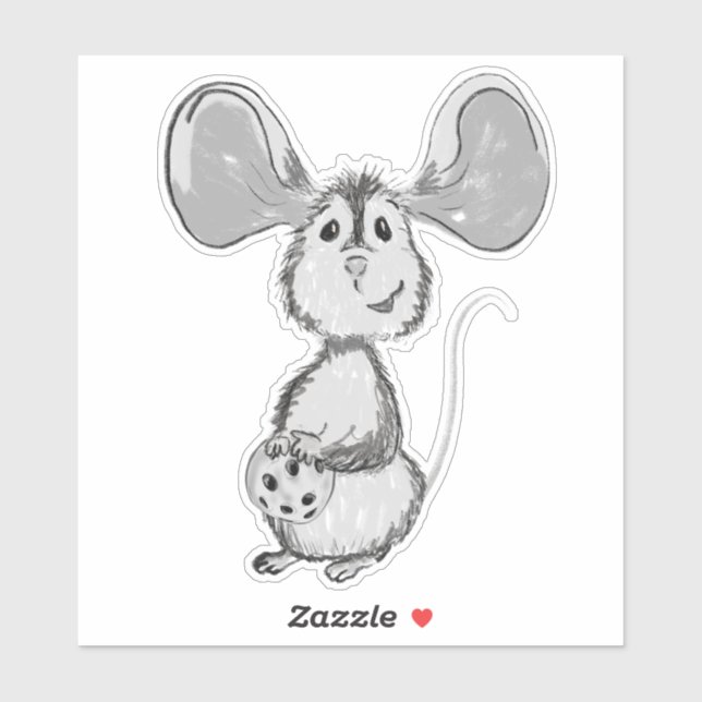 Mouse and Cookie Black and White Sticker (Sheet)