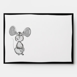 Mouse and Cookies Black and White Birthday Party Envelope