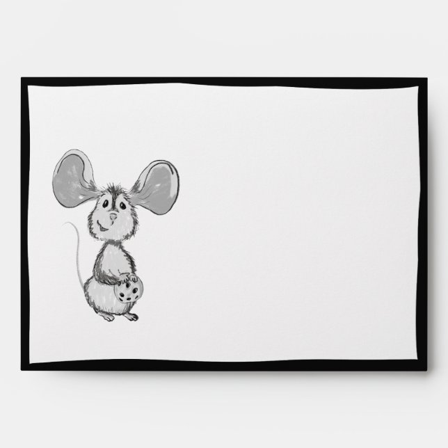 Mouse and Cookies Black and White Birthday Party  Envelope (Front)