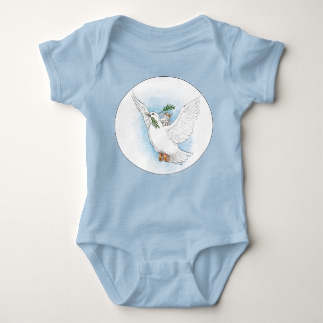 Mouse and Dove Peaceful Baby Romper (Front)