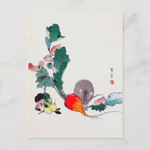 Mouse and Red Radish, Watanabe Seitei Postcard