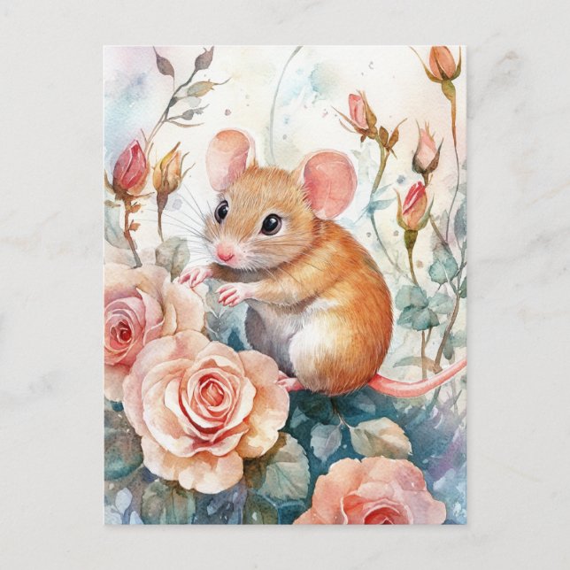 mouse and roses postcard (Front)